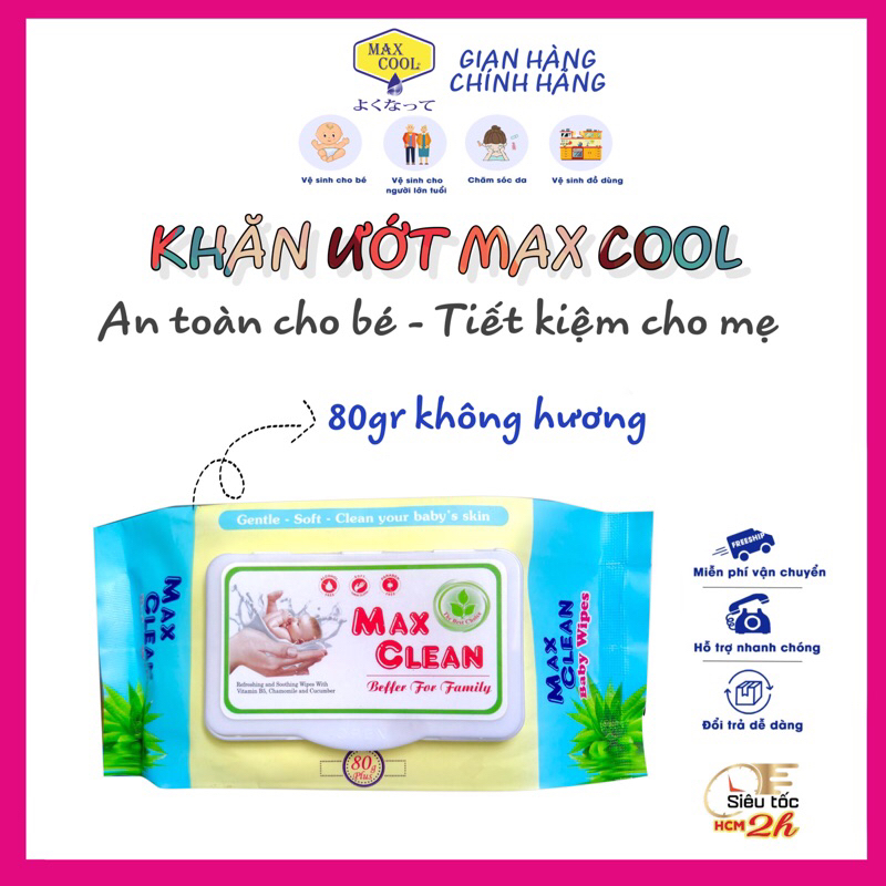 Combo 3 Gói khăn ướt Max Claen 80g