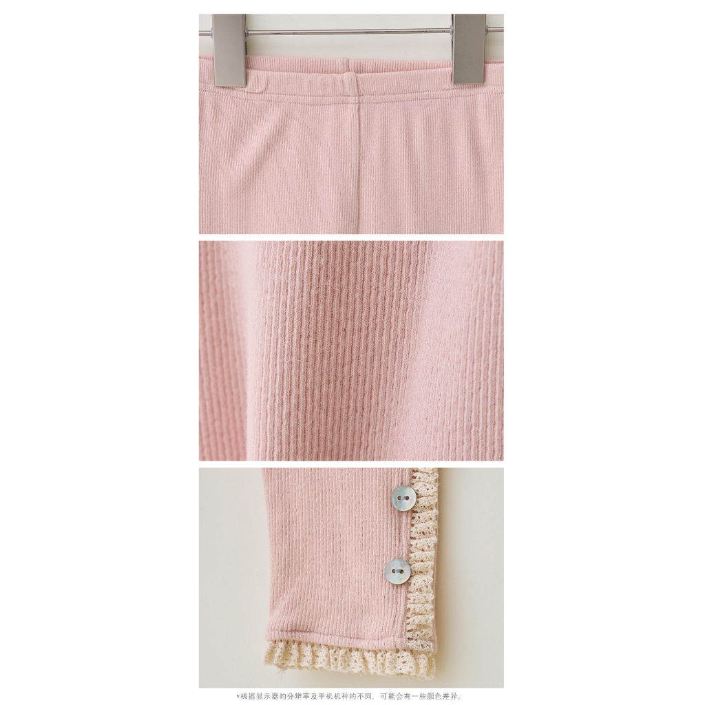 LEGGING THUN TĂM PHỐI REN NÚT XUẤT HÀN CỰC XINH CHO BÉ