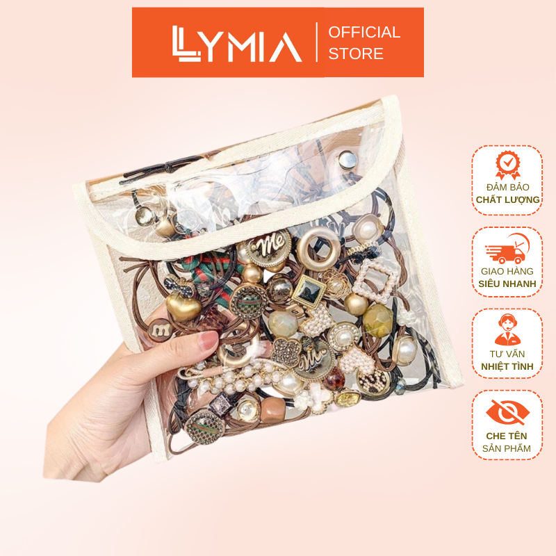 Set túi zip 20 dây buộc tóc, chun buộc tóc họa tiết Charm phong cách Hàn Quốc nhiều mẫu cực xinh