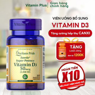 Viên uống bổ sung Vitamin D tăng cường hệ miễn dịch, phòng chống còi xương Sunvite High-Potency Vita D3 1000IU 100 viên