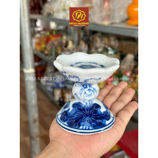 Đế nến sen vẽ gốm bt cao cấp