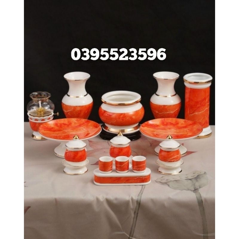 Bộ Thờ Cúng Lư Hương Bát Nhang Đĩa Trái Cây Bộ Áng Chung Ly Đại Bi Chung Nước Chung Gạo