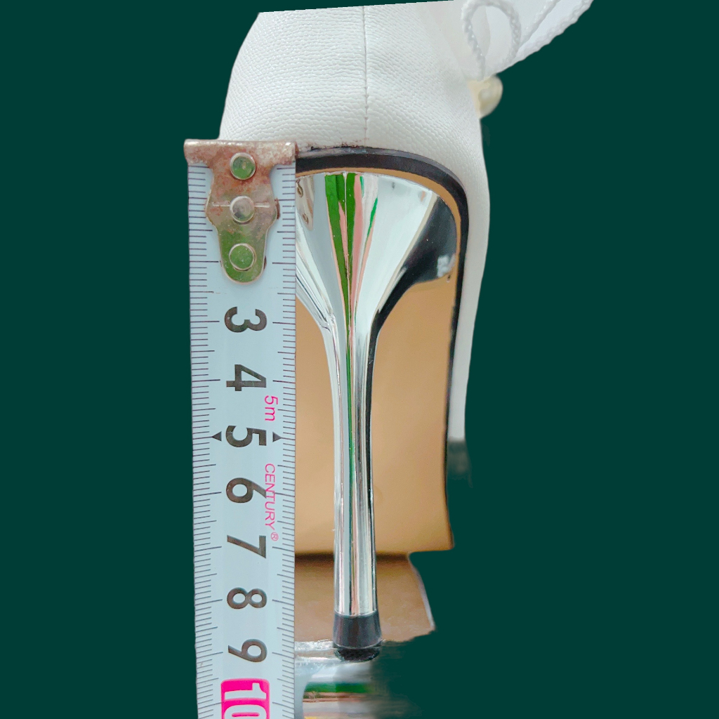 Giày nữ  giày cưới công sở phối nơ hạt châu 9cm - B80
