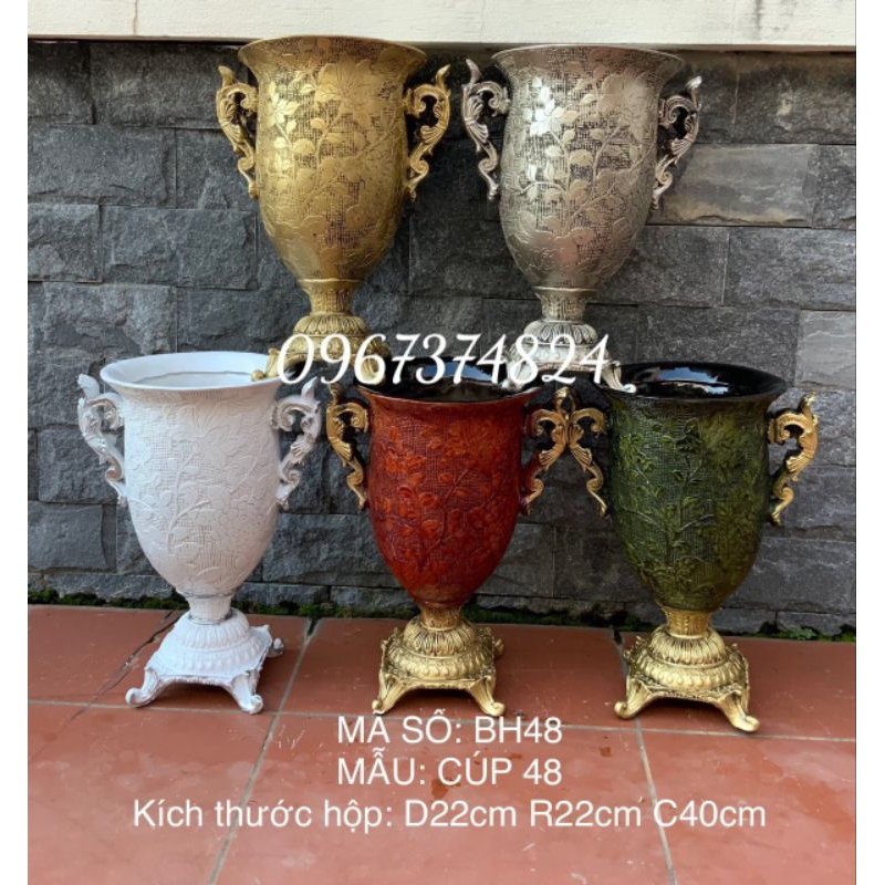 Bình hoa cúp48 composite mã bh48, lọ cắm hoa cao cấp, lọ hoa trang trí