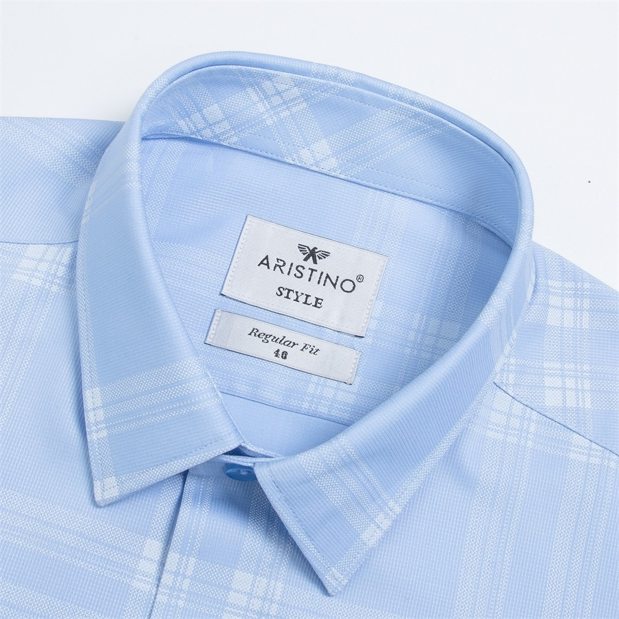 Áo sơ mi nam dài tay ARISTINO phom regular fit, màu xanh lịch lãm và ấn tượng  - ALS00403