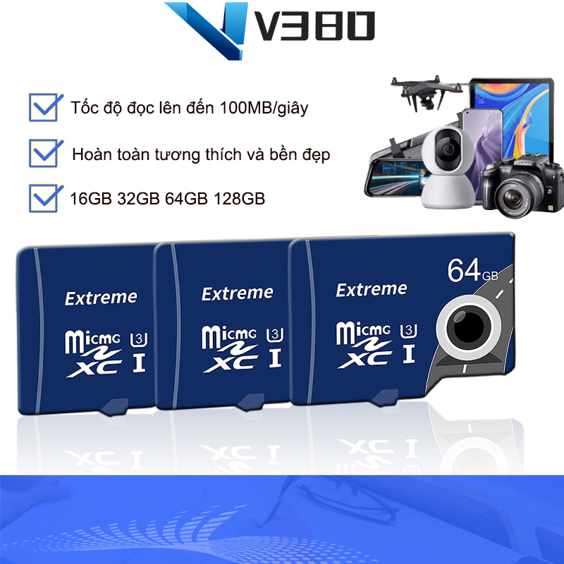 V380 128GB Thẻ nhớ Micro SD Extreme UHS-I SDXC Class 10  32GB 48GB 64GB