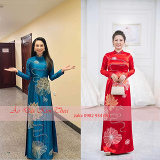Áo dài mẹ cô dâu bà sui trung niên cao cấp m04