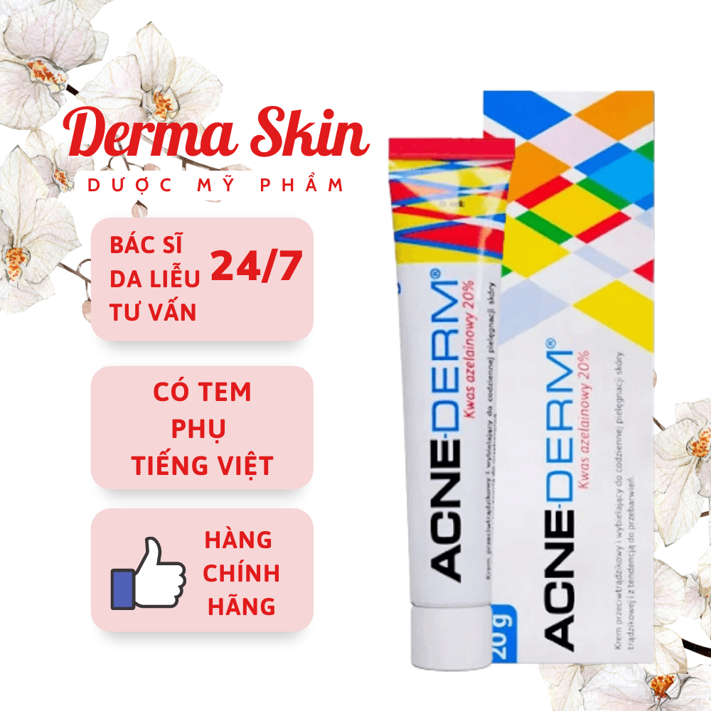 Kem Acnederm Giảm Mụn Mờ Thâm Acne Derm 20% Axit Azelaic 20g - Derma Skin