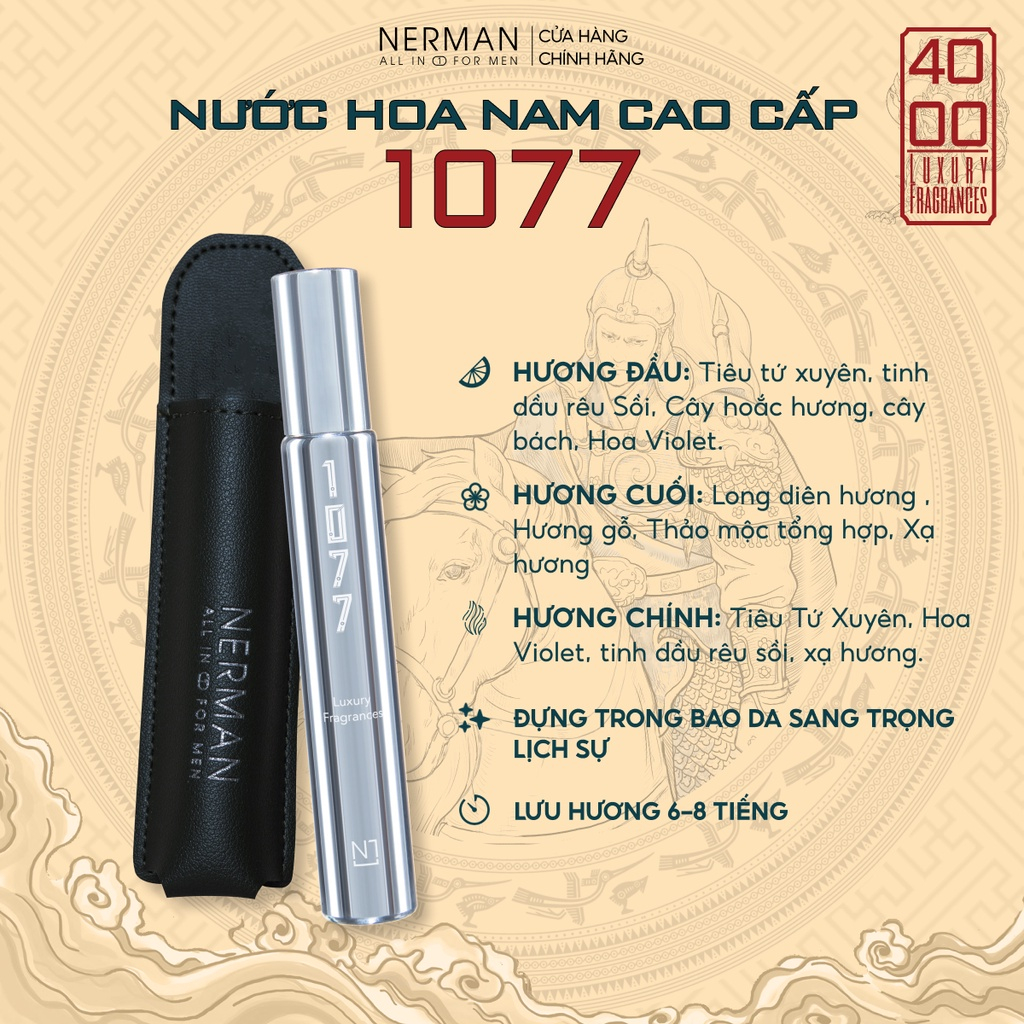NERMAN - Bộ 3 chai nước hoa nam Nerman 4000 chính hãng - VERSION 2 - Hương thơm mạnh mẽ lôi cuốn, lưu hương tới 8h 10ml