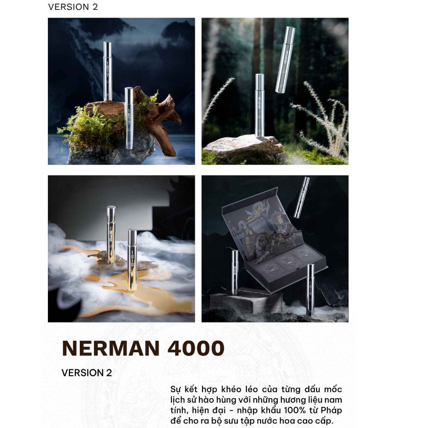 NERMAN - Bộ 3 chai nước hoa nam Nerman 4000 chính hãng - VERSION 2 - Hương thơm mạnh mẽ lôi cuốn, lưu hương tới 8h 10ml