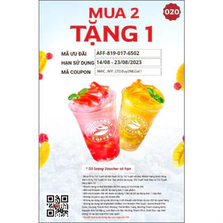 Voucher mua 2 tặng 1 tại Highlands Coffee