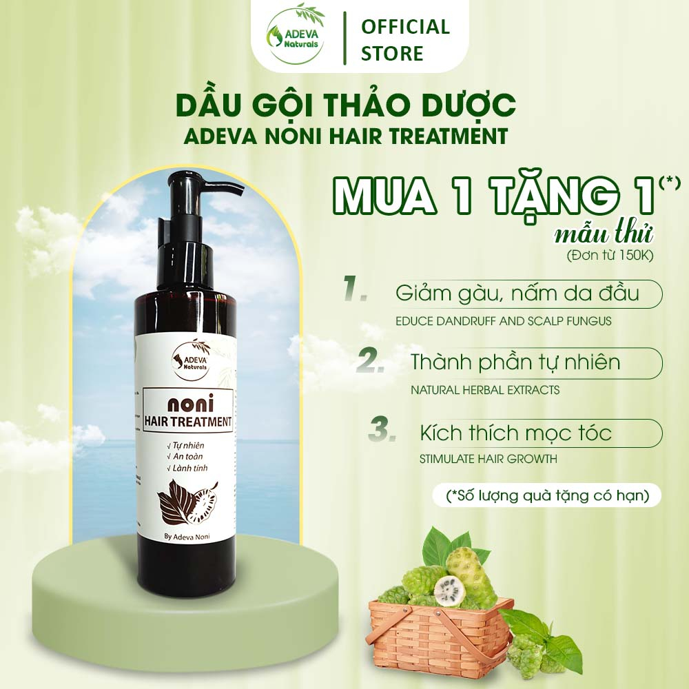 Dầu Gội Noni Thảo Dược ADEVA NONI tốt cho tóc thưa, bết dầu, giảm gàu nấm, không cần dầu xả