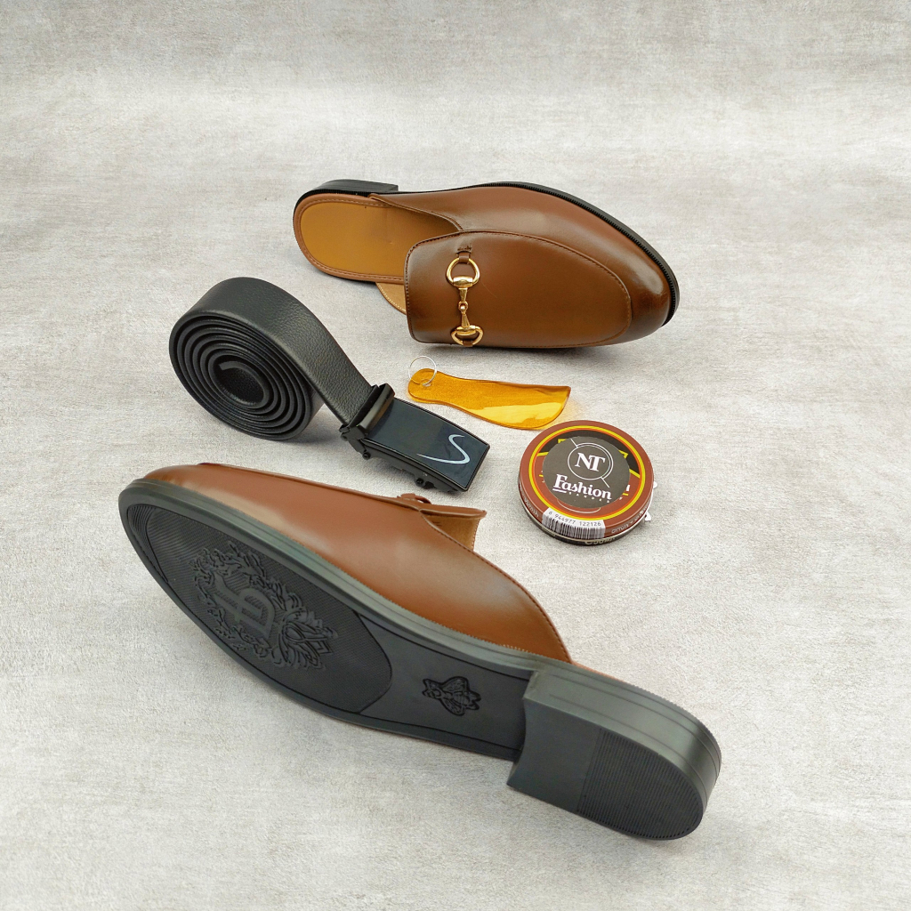 Giày sục nam da sít đế cao su màu nâu đính khuy inox mạ vàng cực phong cách full size 37-44: