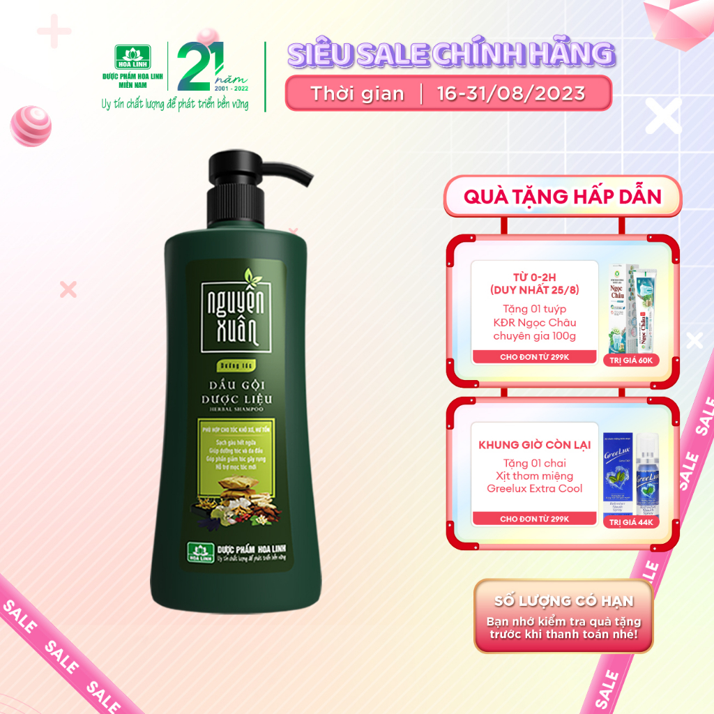 Dầu gội dược liệu Nguyên Xuân dưỡng tóc 450ml - Tặng thêm 50ml giá không đổi