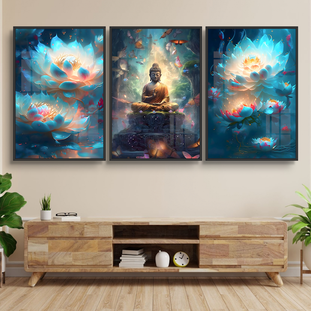 TRANH HOA SEN - Tranh Phật - Tranh Tráng Gương Treo Tường  Trang Trí Phòng Khách, Phòng Thờ, Không Gian Làm Việc