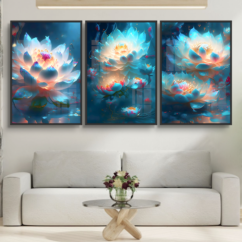 TRANH HOA SEN - Tranh Phật - Tranh Tráng Gương Treo Tường  Trang Trí Phòng Khách, Phòng Thờ, Không Gian Làm Việc