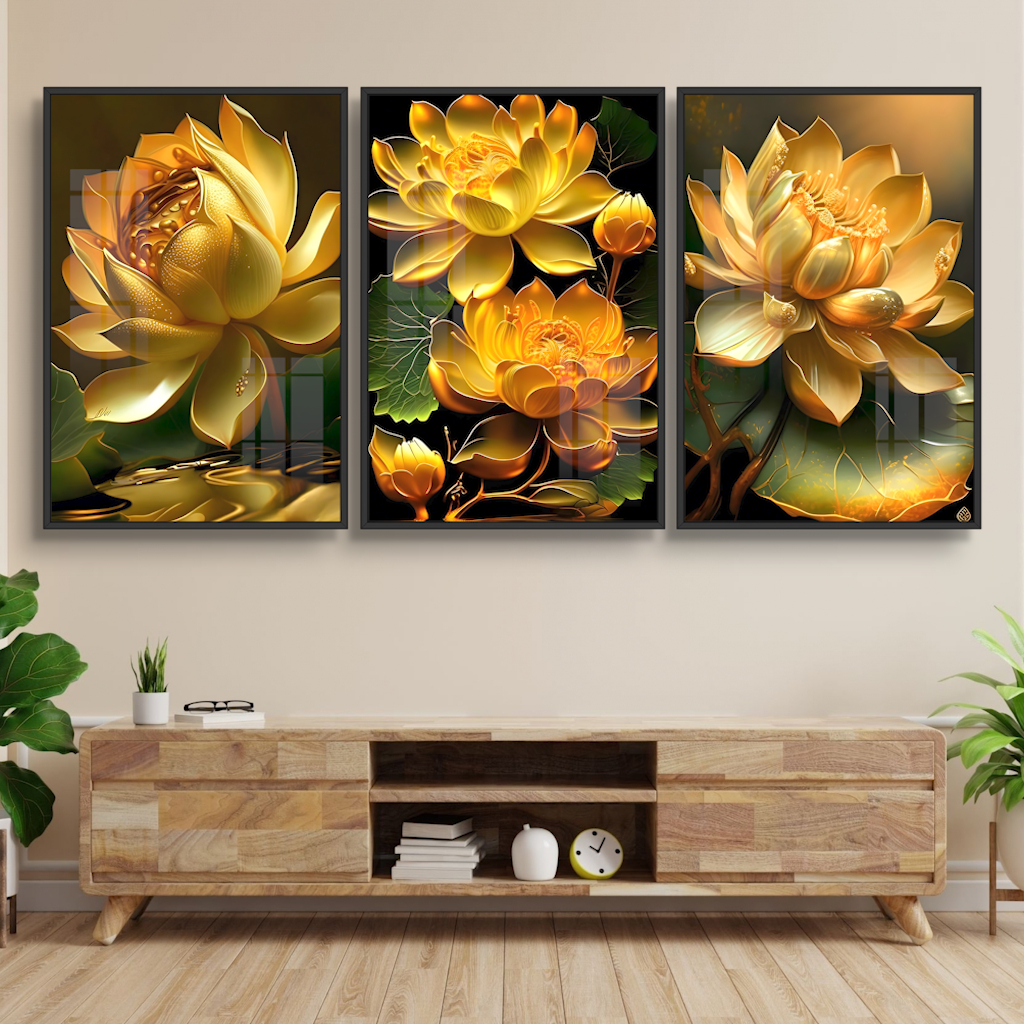 TRANH HOA SEN - Tranh Phật - Tranh Tráng Gương Treo Tường  Trang Trí Phòng Khách, Phòng Thờ, Không Gian Làm Việc