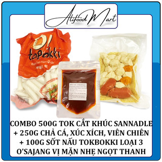Combo 500g tok cắt khúc Sannadle + 250g chả cá, xúc xích, viên chiên + 100g sốt nấu tokbokki