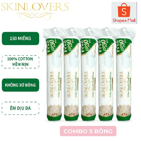 Combo 5 Gói Bông Tẩy Trang Skinlovers 120+30 miếng ( 5 x 150 miếng)