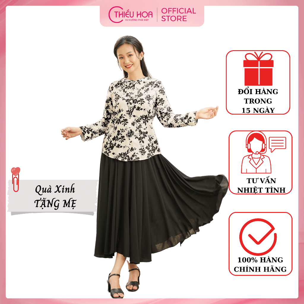 Áo Nữ Trung Niên được làm chất liệu Xô Bông Hàn Quốc với thiết kế cao cấp sang trong Thiều Hoa AD3Y0309