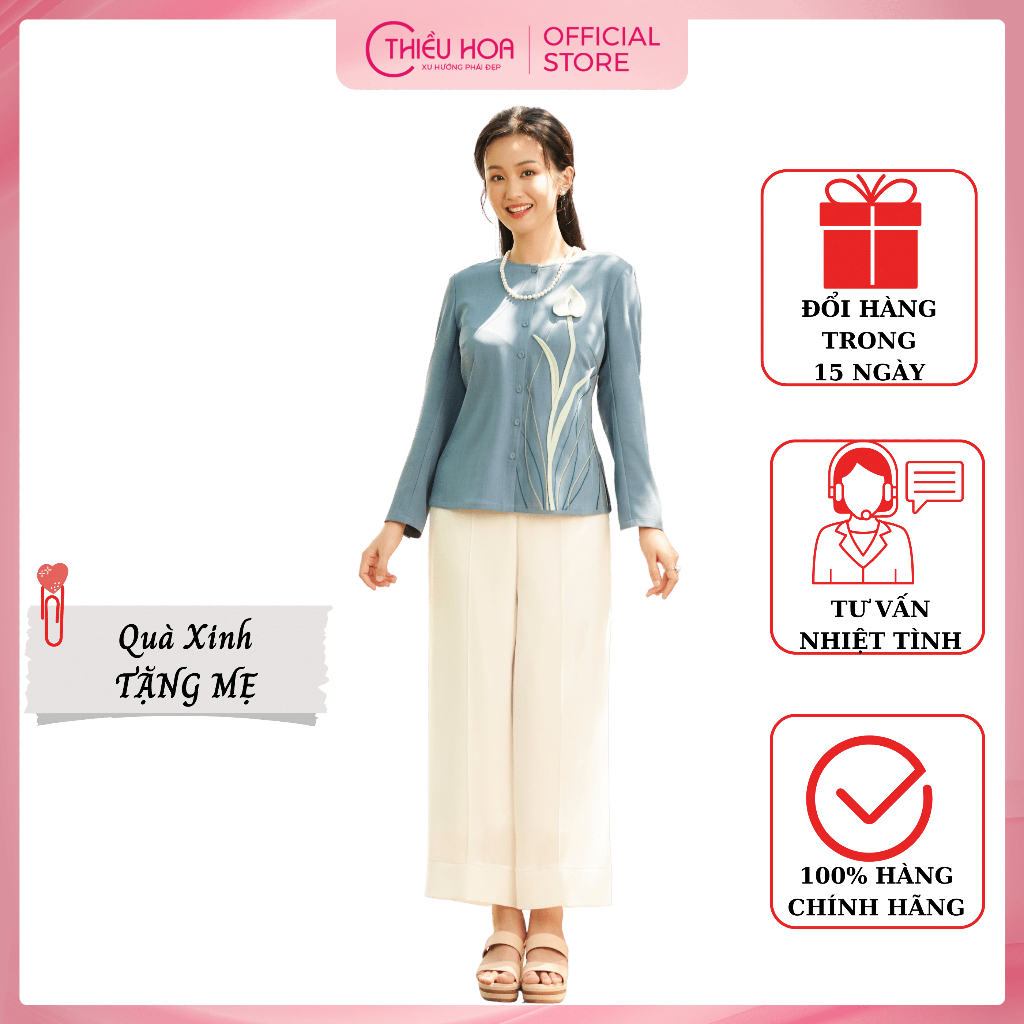 Áo Nữ Trung Niên Thiết Kế hoạ tiết cực đẹp, chất liệu cao cấp sang trọng Thương hiệu Thiều Hoa AD3Y0322