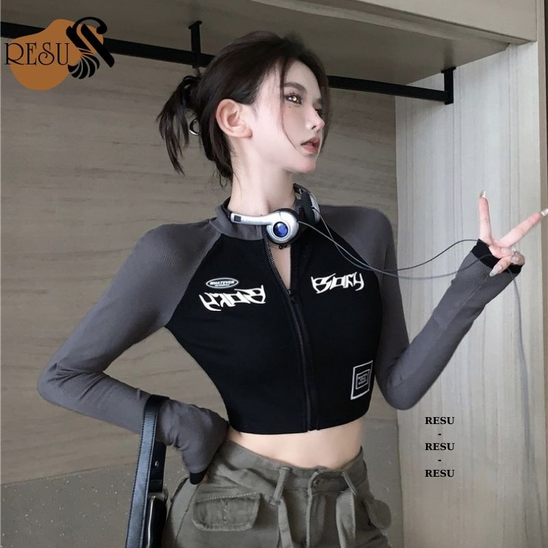 Áo Thun Crotop Nữ Dài Tay Phối Thun Mềm Mại Cao Cấp Tay Nối Đa Dạng Phong Cách RESU