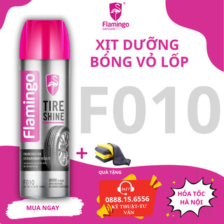 Bình xịt dưỡng bóng vỏ lốp ô tô, phục hồi nhựa đen Flamingo F010 500ml Hãng Phân Phối Chính Thức Flamingo