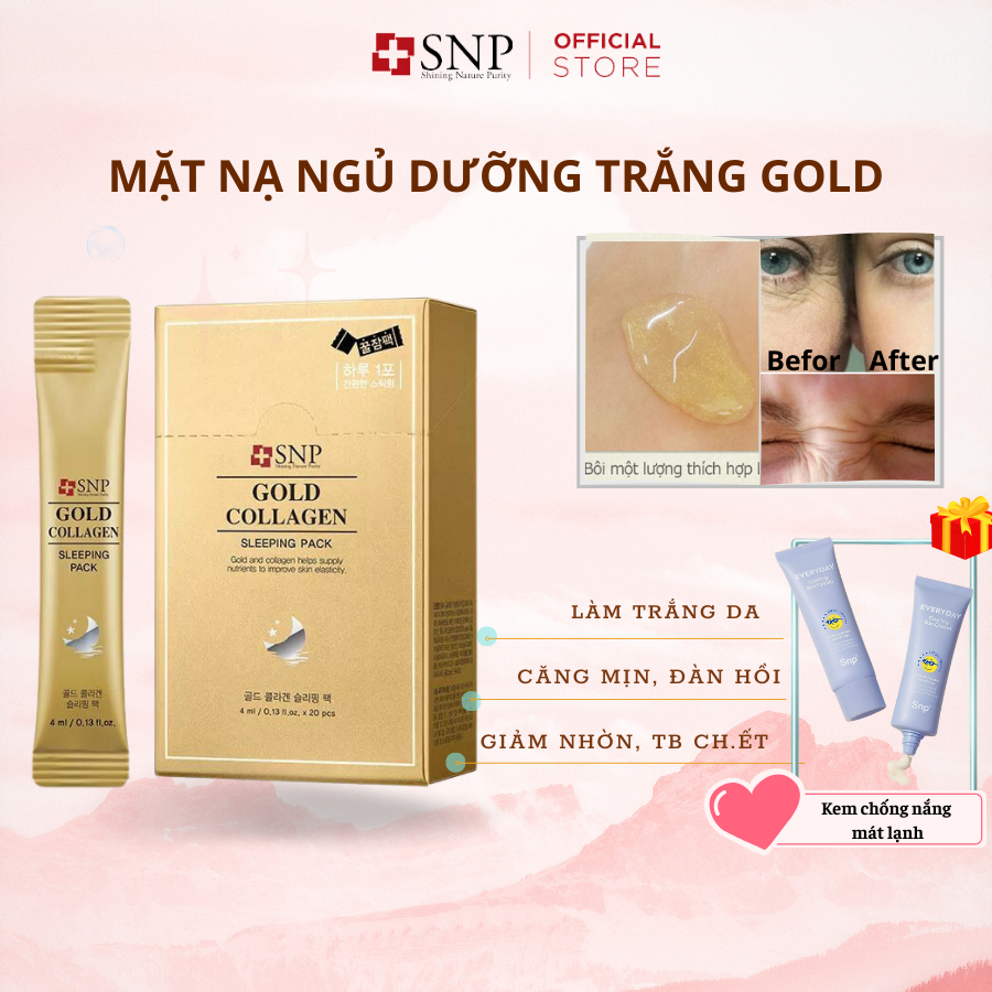 Mặt Nạ Ngủ Dưỡng Trắng SNP Tinh Chất Vàng Chống Lão Hóa, Bổ Sung Collagen - GOLD COLLAGEN SLEEPING PACK