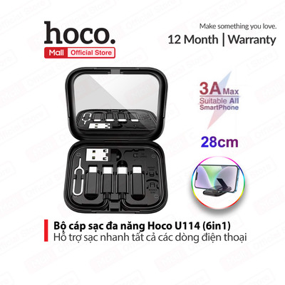 Bộ cáp sạc nhanh đa năng Hoco U114 hỗ trợ sạc nhanh tất cả các dòng điện thoại ,lưu trữ tất cả trong một đa chức năng