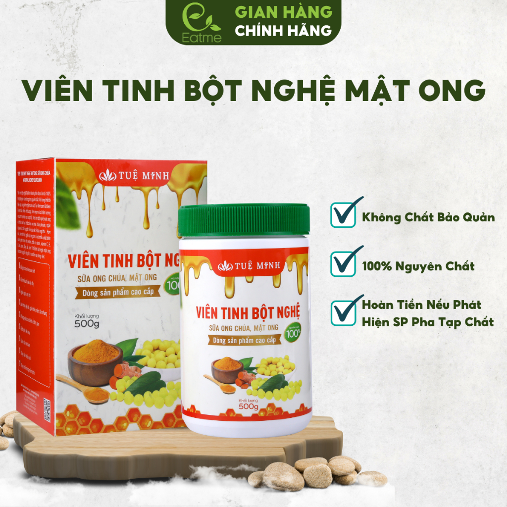 Viên Tinh Bột Nghệ Mật Ong Tuệ Minh - Hộp 500g