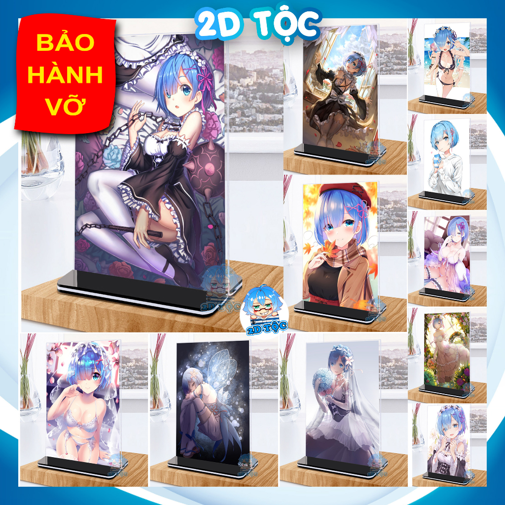 Khung ảnh Mica trong suốt Kích thước A4,A5 In hình Rem (1) Anime Manga Light Novel Re:Zero đế lùa mà