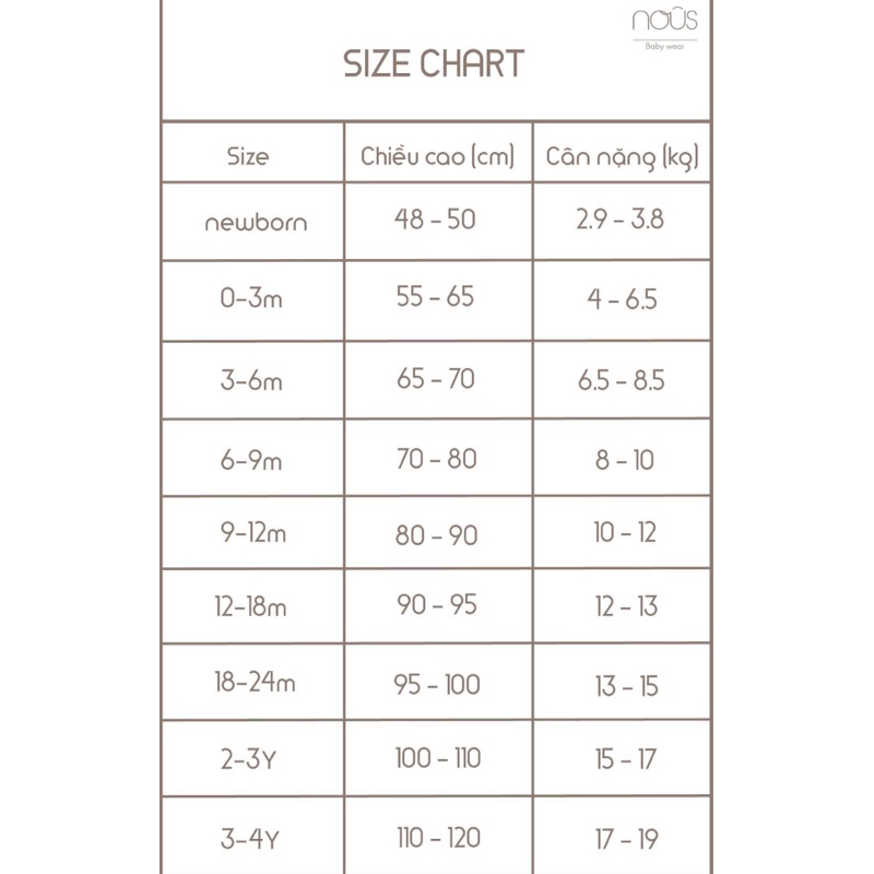 Bộ Nous sơ sinh cài thẳng cho bé từ 0-3m đến 6-9m