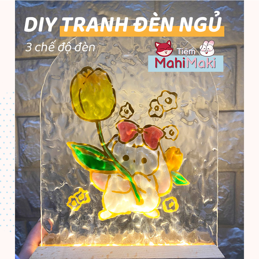 Bộ DIY Đèn ngủ, bộ Ly Thủy Tinh tự trang trí Đồ trang trí, quà tặng Giáng sinh -thiết kế và vẽ hình theo yêu cầu