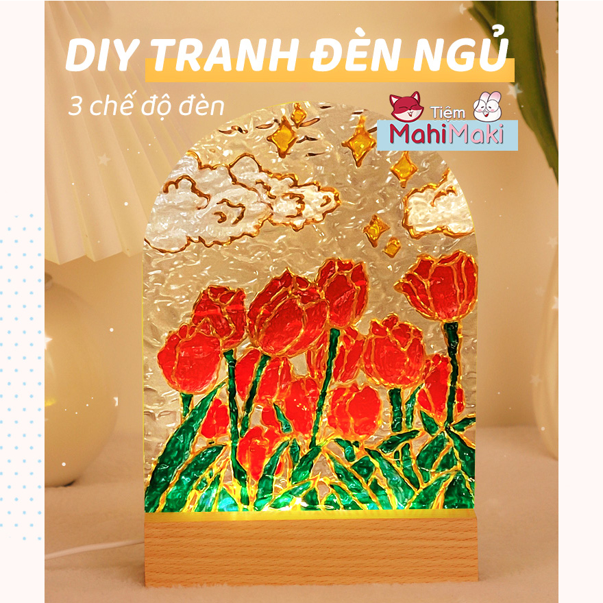Bộ DIY Đèn ngủ, bộ Ly Thủy Tinh tự trang trí Đồ trang trí, quà tặng Giáng sinh -thiết kế và vẽ hình theo yêu cầu