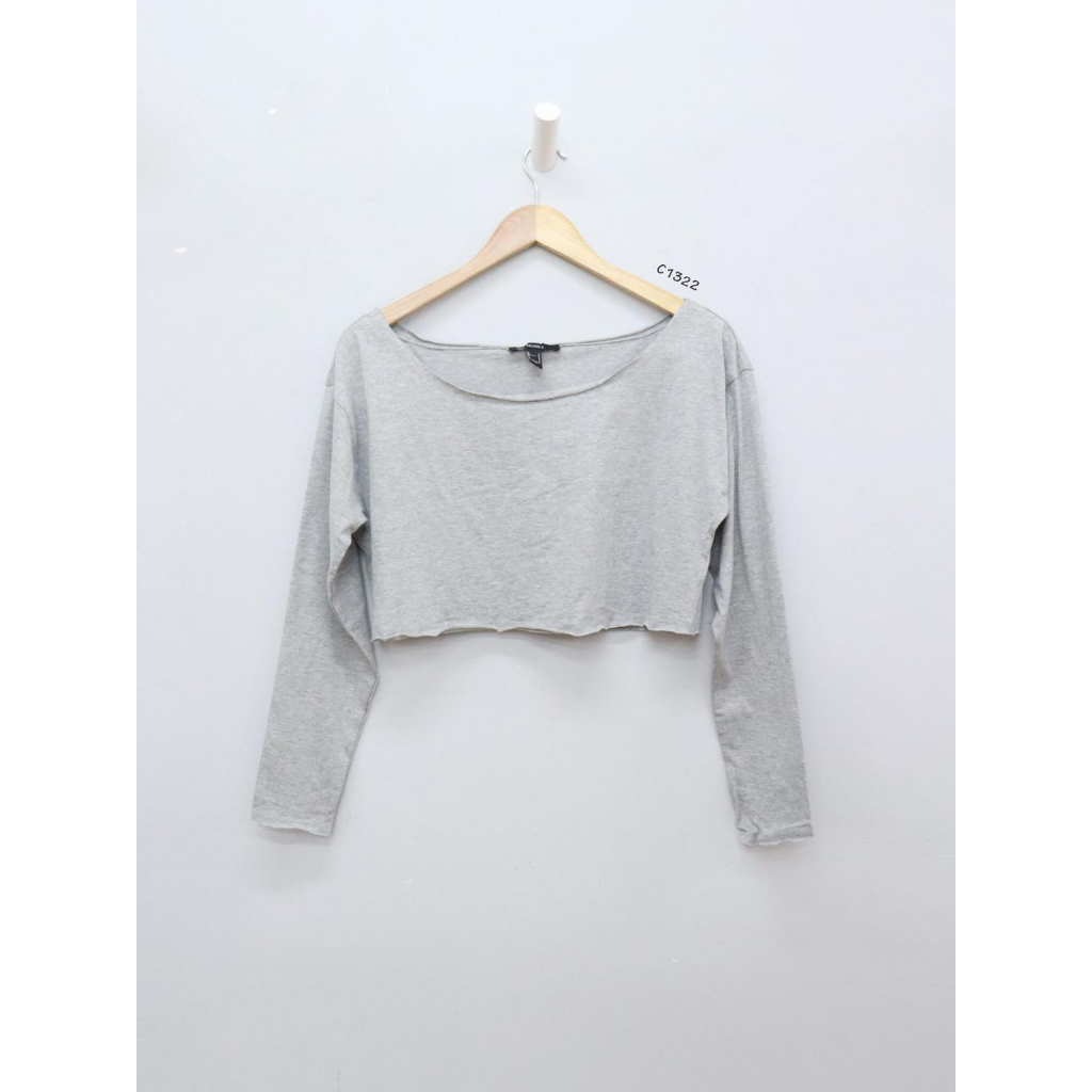 C1322 - 	Áo thun croptop  cổ thuyền tay dài trơn