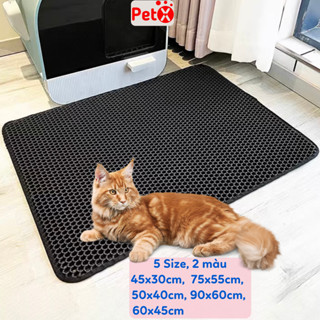 Thảm hứng cát mèo cho nhà vệ sinh khay chậu cát mèo cỡ vừa to nhỏ 50x40cm 60x45cm 75x55cm PetX