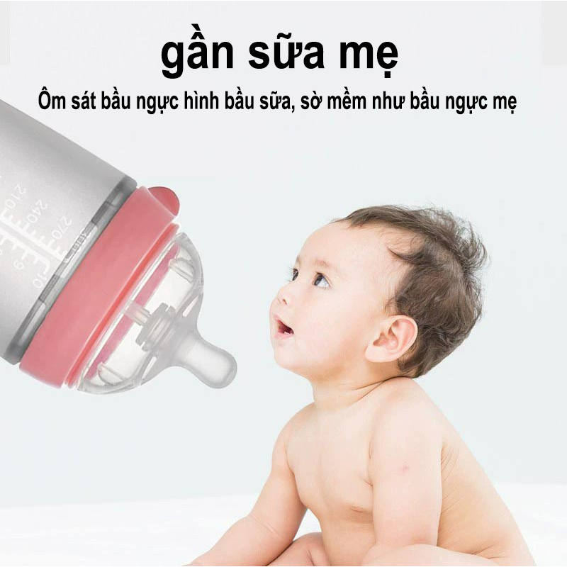 Bình Sữa  150ml/300ml Chất Liệu Núm Silicon Mềm Mại An Toàn Dành Cho Bé