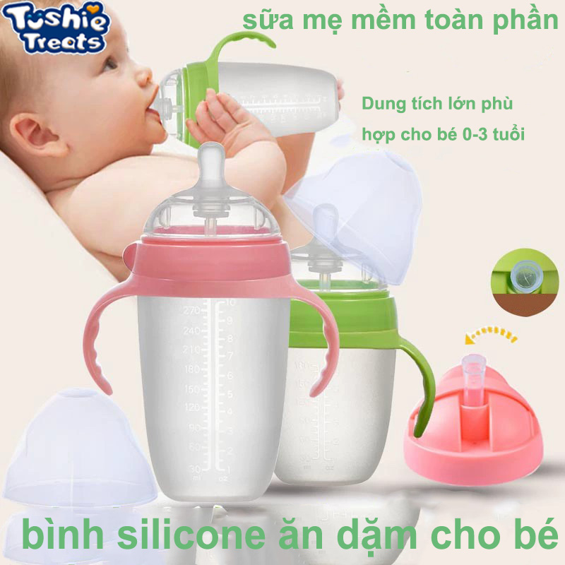 Bình Sữa  150ml/300ml Chất Liệu Núm Silicon Mềm Mại An Toàn Dành Cho Bé