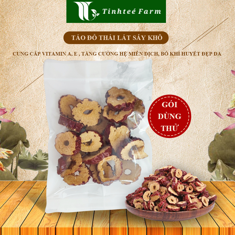 Gói mini size Táo đỏ thái lát Tinhteé Farm sấy khô 8g bổ khí huyết đẹp da
