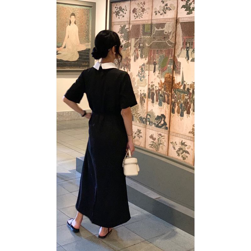 Váy ALINE dáng suông kèm dây thắt eo, vải mềm mịn có lót