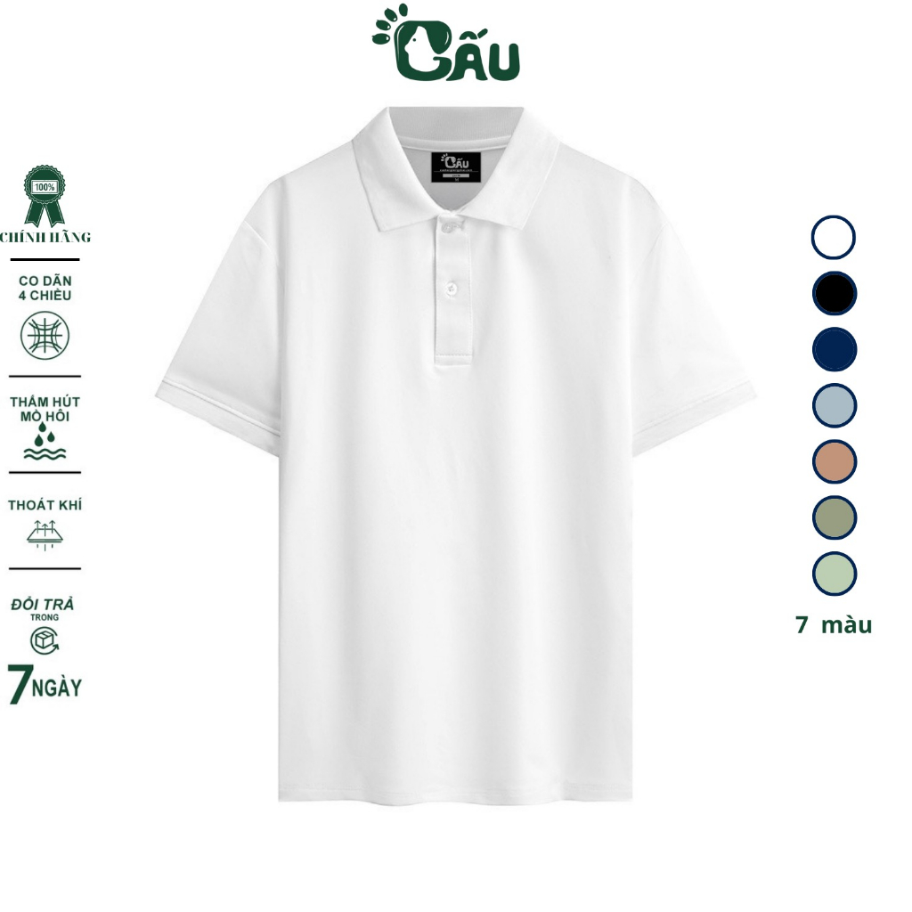 Áo thun Polo GẤU 194 Trơn Unisex vải cá sấu Poly co dãn 4 chiều dày dặn form gerular fit - PL TRƠN