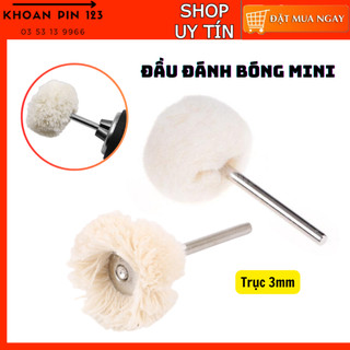Đầu sợi len, lông cừu dụng cụ đánh bóng mini cán 3mm dùng cho máy khoan tay, máy mài khuôn