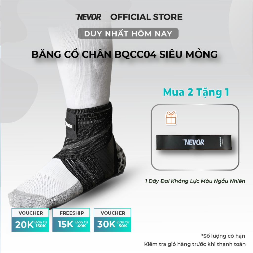 Băng Quấn Cổ Chân Nevor BQCC04 Có Dây Đai Giúp Hỗ Trợ Phục Hồi Cổ Chân Và Phòng Tránh Chấn Thương Khi Chơi Thể Thao.