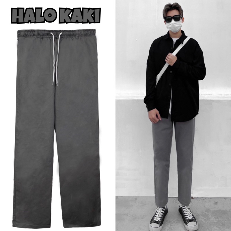 QUẦN KAKI BAGGY  UNISEX ỐNG SUÔNG LƯNG THUNG CO DÃN HALO -