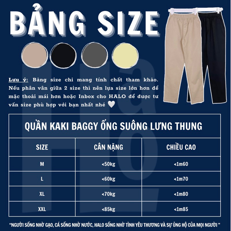 QUẦN KAKI BAGGY  UNISEX ỐNG SUÔNG LƯNG THUNG CO DÃN HALO -