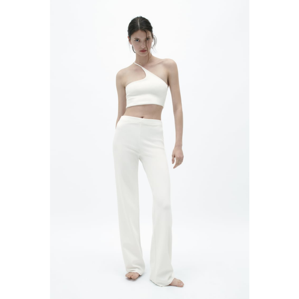 ZARA Đức - Áo croptop kiểu cổ lệch vai hở lưng màu trắng sale auth new tag cao cấp chính hãng có sẵn 1165/085