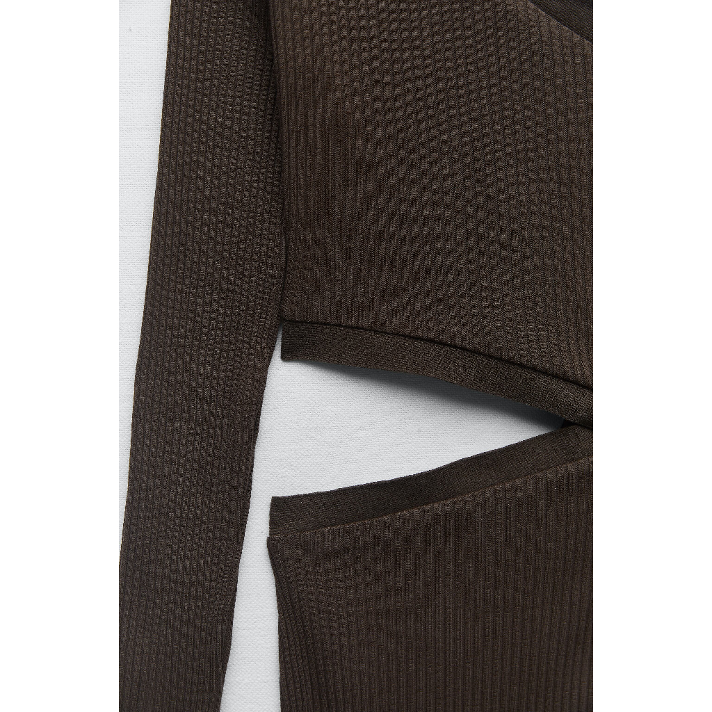ZARA Đức - Đầm dài midi body lệch vai khoét eo ôm thun gân màu đen sale auth new sẵn chính hãng cao cấp 0085/031