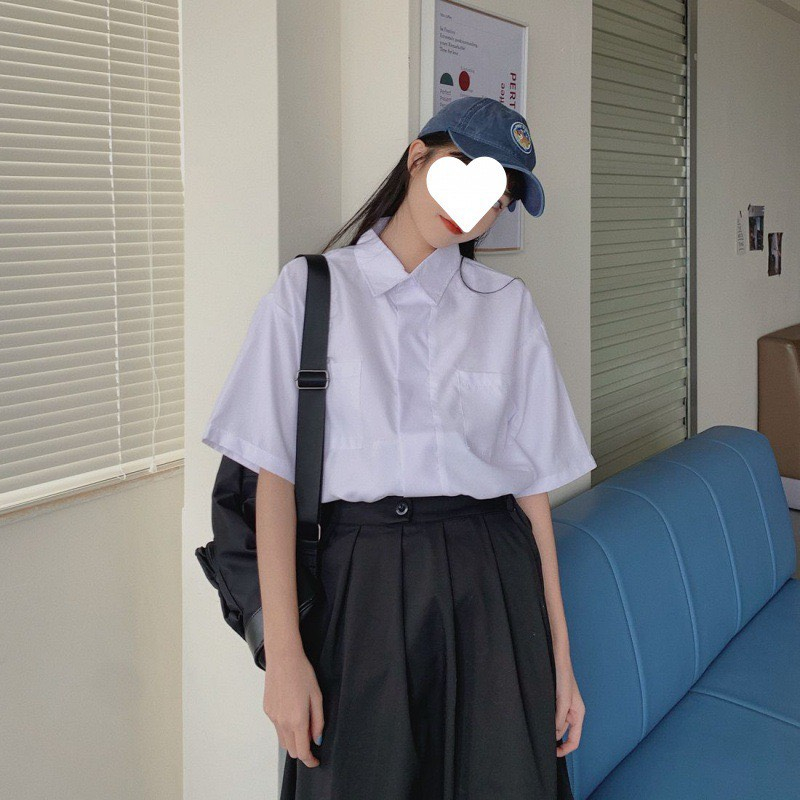 Áo sơ mi cộc tay_Áo sơ mi basic unisex dáng rộng có túi trước ngực thời trang Hàn Quốc SomiCoctaytuinguc73_P7