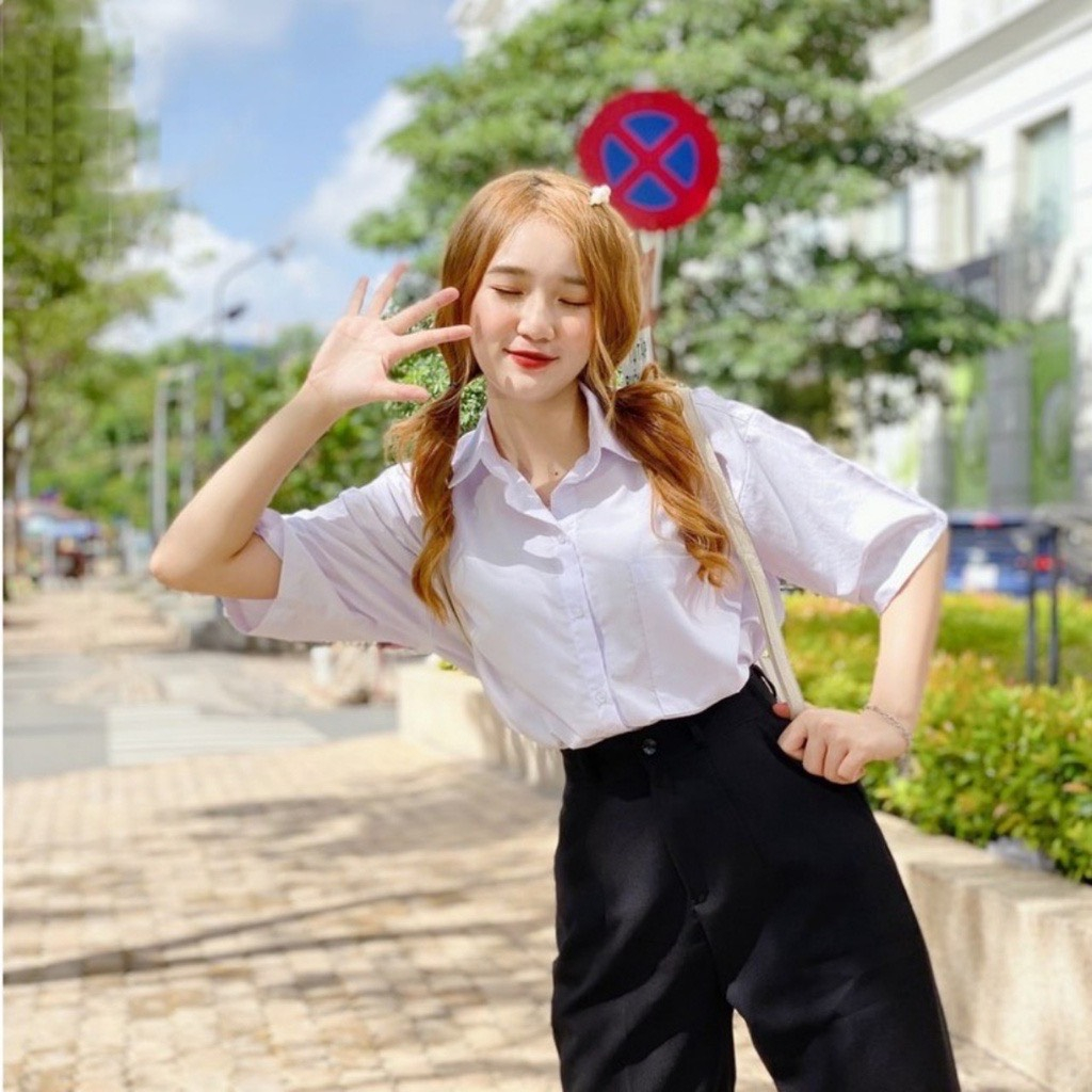 Áo sơ mi cộc tay_Áo sơ mi basic unisex dáng rộng có túi trước ngực thời trang Hàn Quốc SomiCoctaytuinguc73_P7