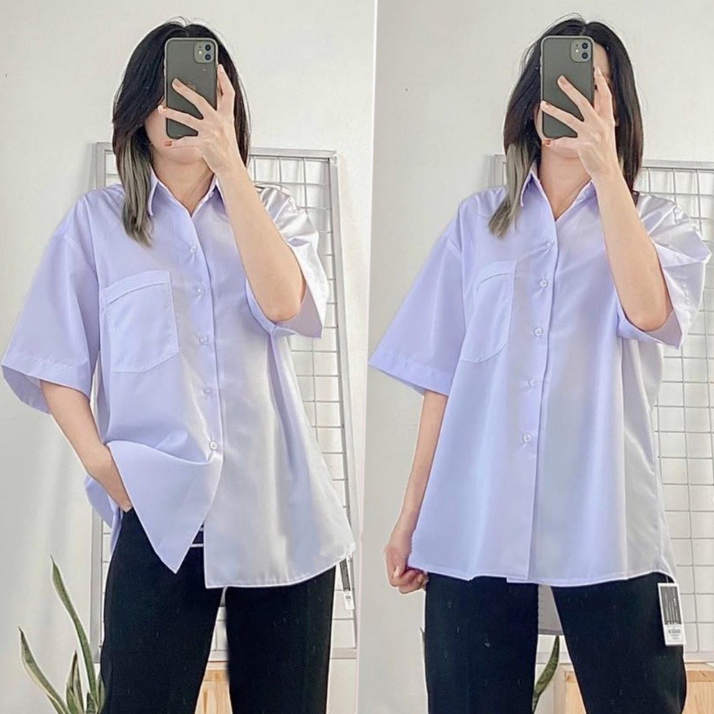 Áo sơ mi cộc tay_Áo sơ mi basic unisex dáng rộng có túi trước ngực thời trang Hàn Quốc SomiCoctaytuinguc73_P7
